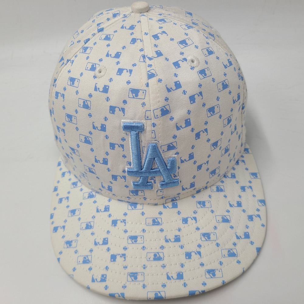 Los Angeles Dodgers Hat Fitted 7 3/8 New Era 59Fifty White Blue MLB Baseball Men